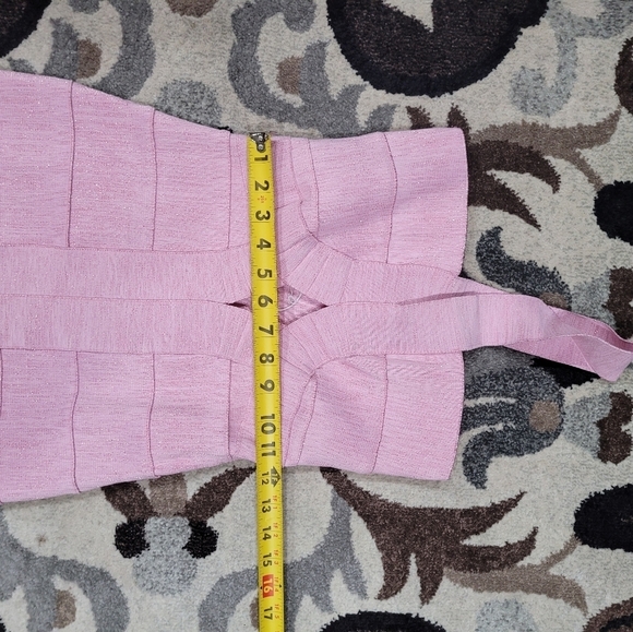 WOW Couture Sparkling Pink Rose Dress Sz S Sexy Halter Bodycon Dress - Picture 12 of 12